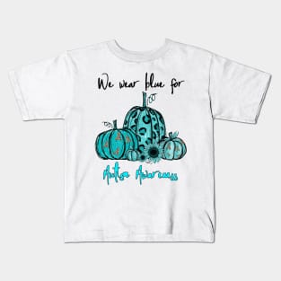 We Wear Blue For Autism Awareness Pumpkin Halloween Gift Kids T-Shirt